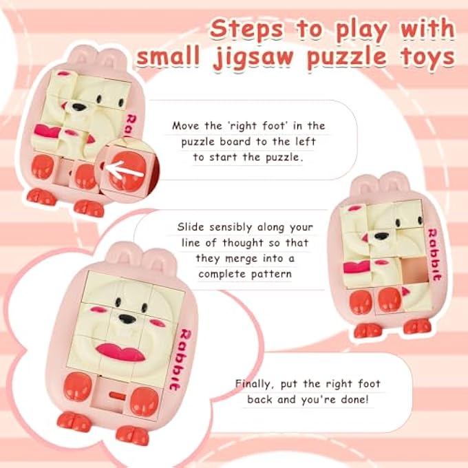 3D SLIDING PUZZLE, 3-PIECE SET TRAVEL GAMES, SLIDING PUZZLE GAMES WITH ANIMALS, PUZZLE GAMES FOR CHILDREN, FIDGET TOYS, PORTABLE CARTOON EDUCATIONAL TOY, GIFTS FOR BOYS AND GIRLS - Image 3